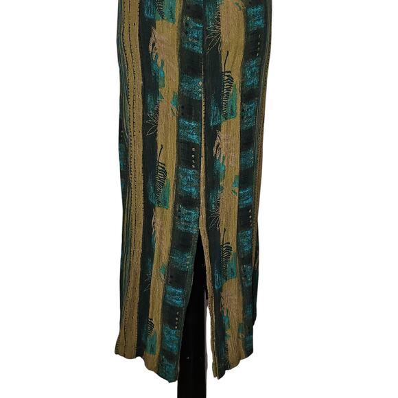 VTG 90s Midi Dress Womens Small Rayon Hippie Indie Goblincore Earthy Festival - Picture 10 of 12